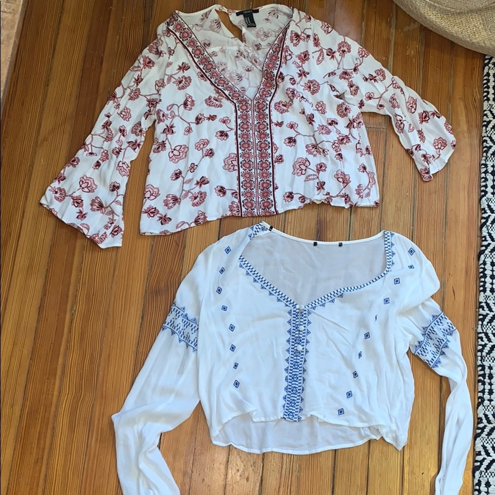 Two boho style flowy shirts